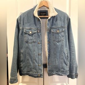 Sunrise Kingdom, men's Sherpa lined denim jacket, light blue small